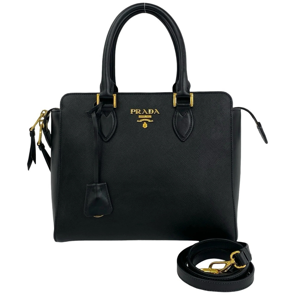 PRADA Prada Logo Hardware Leather Genuine 2-way Shoulder Bag Handbag Mini Tot...